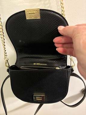 BCBGeneration Black Snake Embossed 2-in-1 Belt Bag and Chain Crossbody